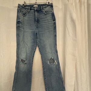Good American Distressed Blue Straight Leg Jeans